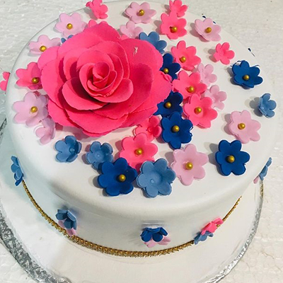 "Designer Floral Semi Fondant Cake -2 Kg (Cake Magic) - Click here to View more details about this Product